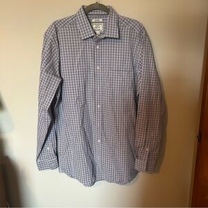 Jos. A. Bank Navy and White Plaid Button Down Shirt